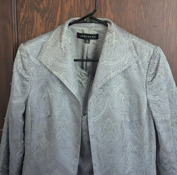 New with Tags Adrianna Vintage Beaded Long Blazer & Sheath Dress Size 6 Wedding - Picture 2 of 12